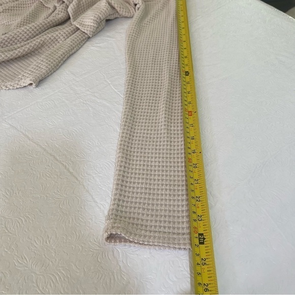 Free People Marley Top Off Shoulder Waffle Knit Oatmeal Cream Large - Picture 14 of 16